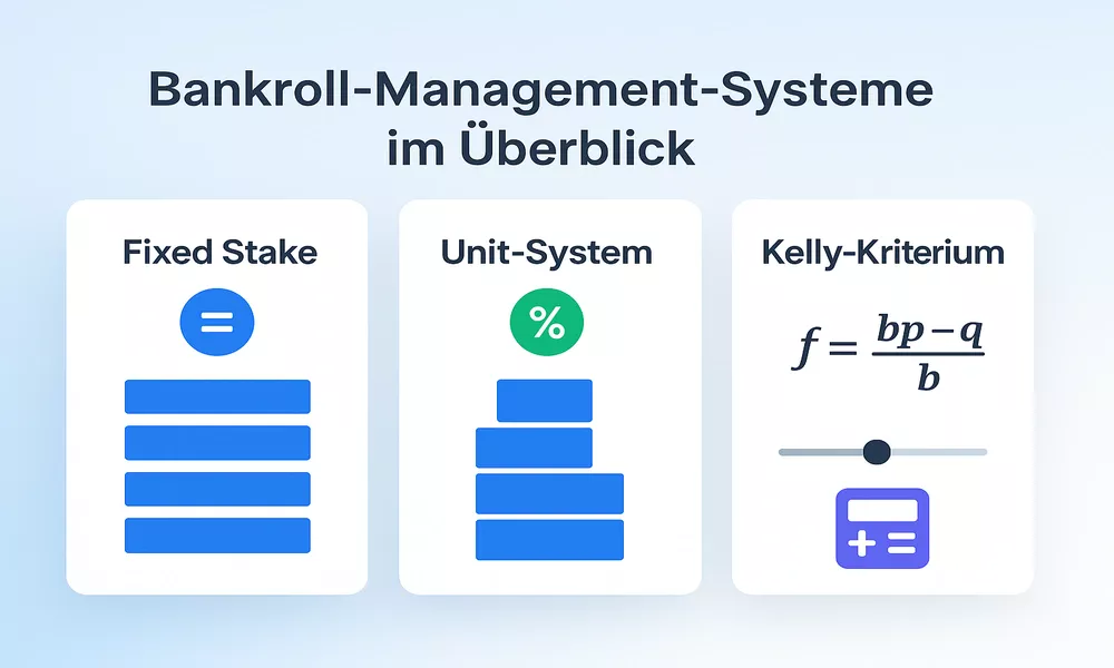 Bankroll Management Systeme Vergleich - Fixed Stake, Unit System und Kelly Criterion für Sportwetten