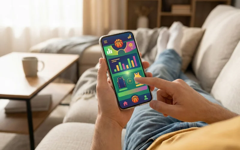 Smartphone mit mobiler Wett-App für NBA-Wetten