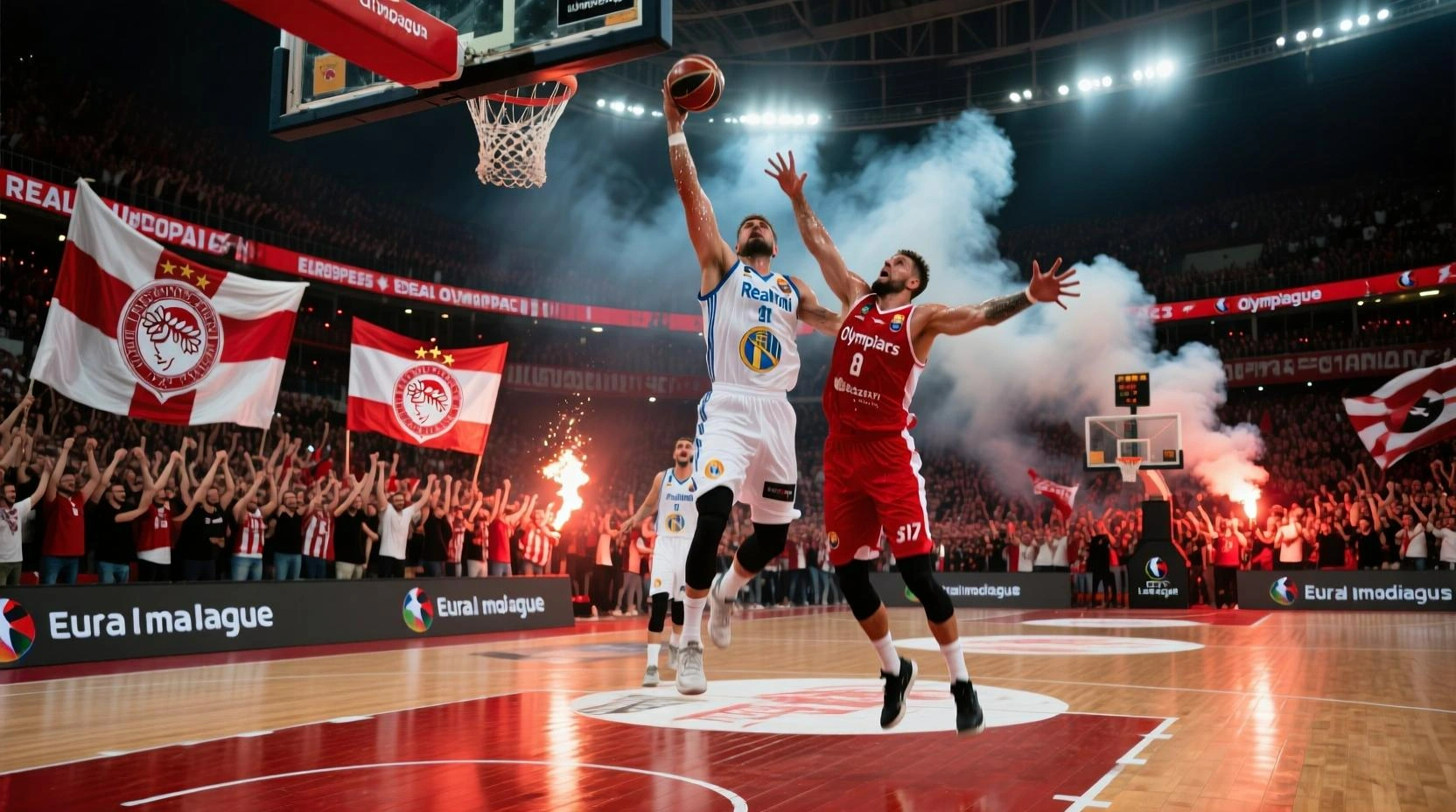 EuroLeague Real Madrid gegen Olympiakos intensives Spiel