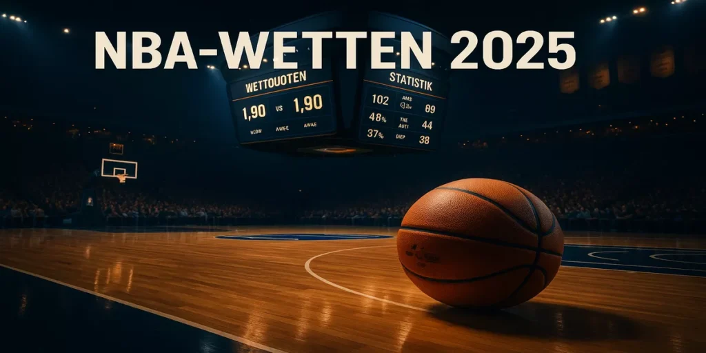 NBA Basketball Arena mit Wettquoten und professioneller Sportbeleuchtung für erfolgreiche NBA-Wetten 2025