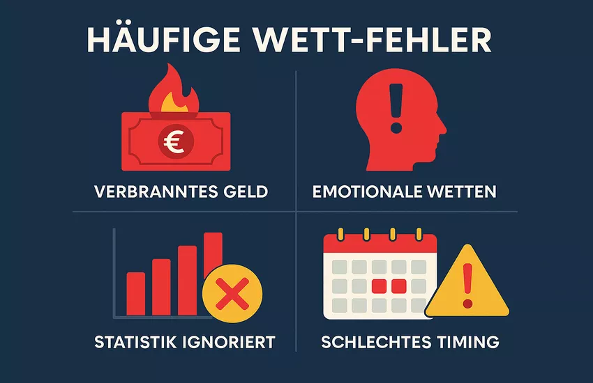 Häufige Fehler bei NBA-Wetten vermeiden - Infografik mit Warnungen und wichtigen Tipps